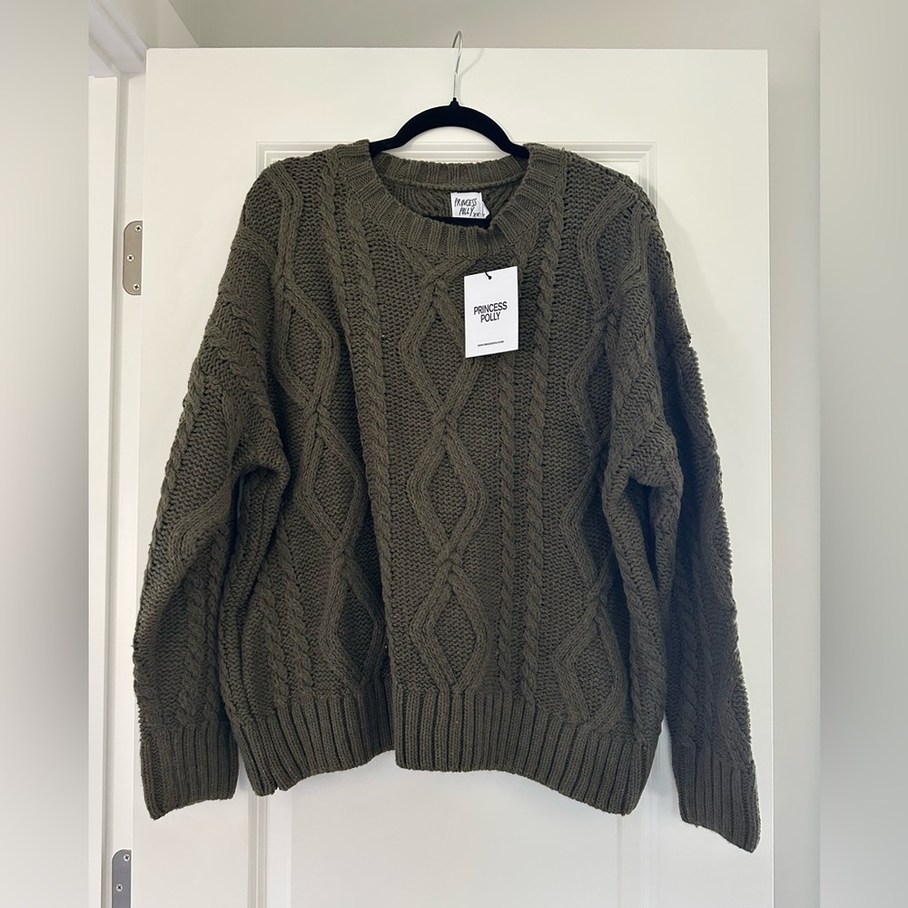 Princess Polly Anaya Oversized Sweater Olive